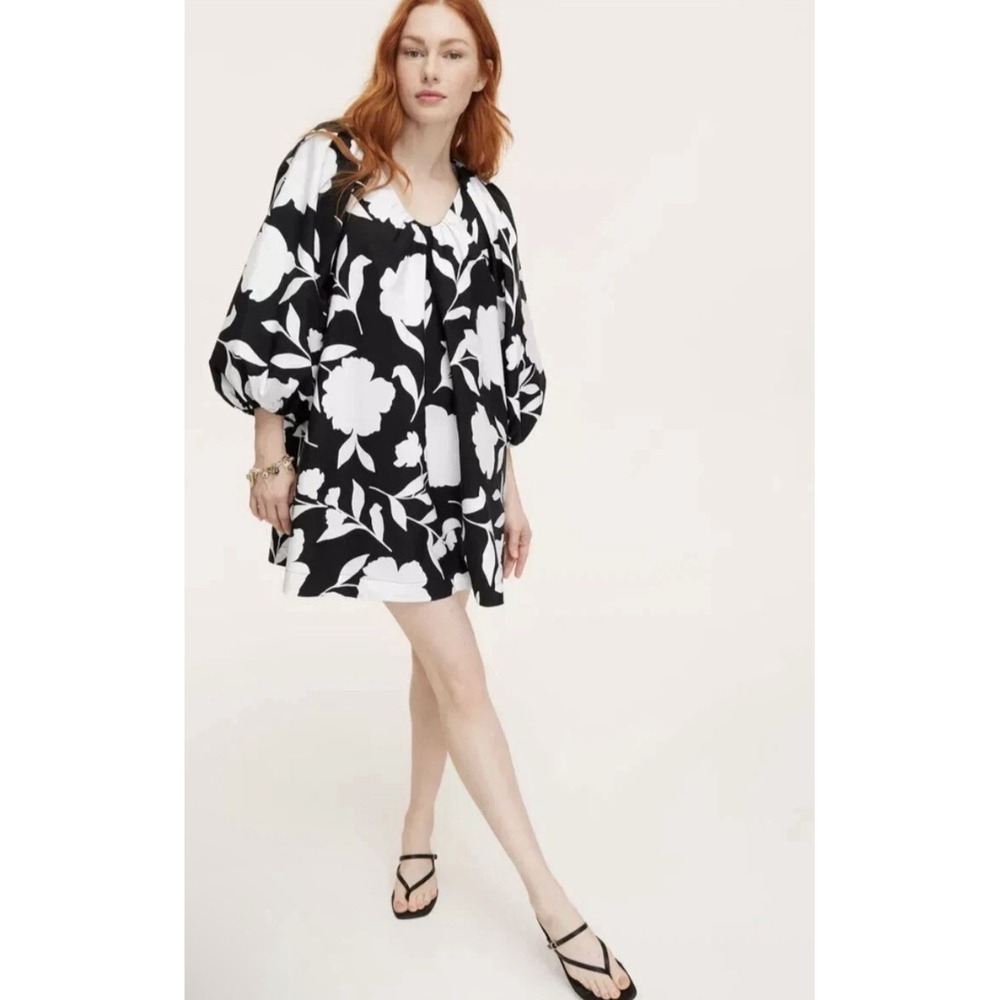 Kate Spade x Target Black‎ and White Floral Tunic Dress Puff Sleeve Sz 2X NWT!